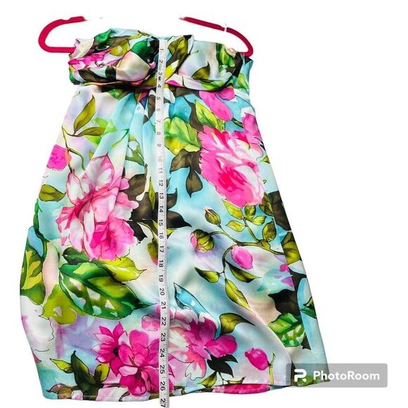 Andrea Behar Floral Halter Mini Dress — Beaded Neckline, Multicolor, Size 4 - Picture 5 of 7